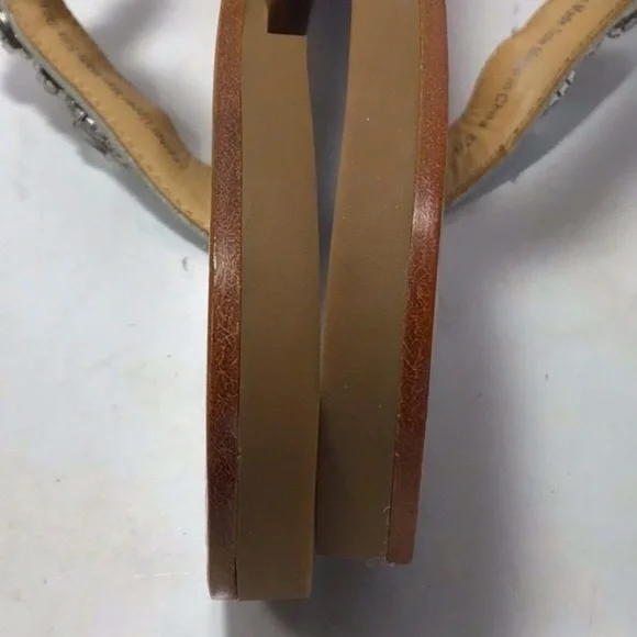 NWT Badgley Mischka Silver Crystal Jeweled Flat Sandals Size 8M - Picture 8 of 13